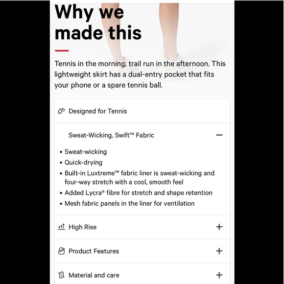 🎁Tall Lululemon Court Rival High Rise Skirt,White - Picture 10 of 12